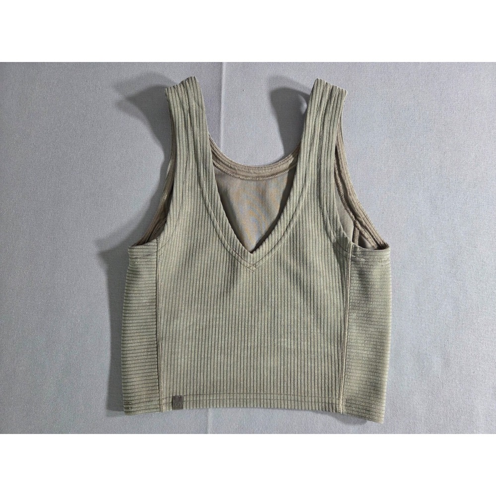 Lululemon Cropped Tank Top Womens 0 Green Ribbed Softstreme Comfort Shirt Lounge